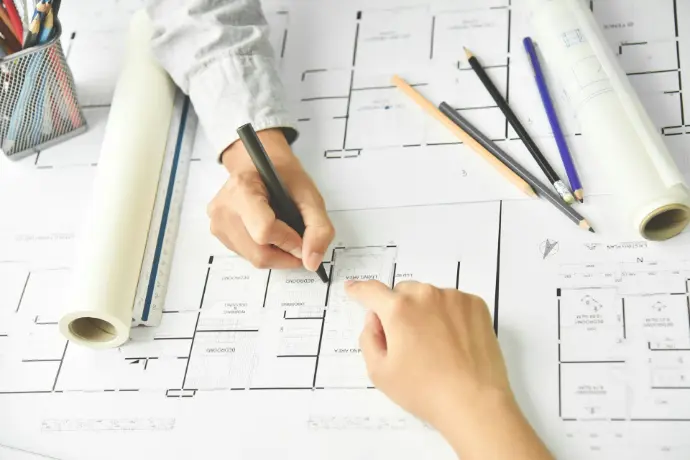 Detailplanung mit Bauplänen und technischen Zeichnungen