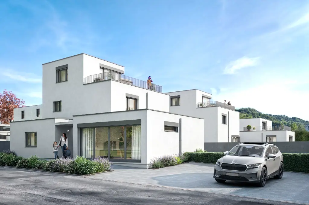 3D Visualisierung Einfamiliemhäuser Überbauung Schweiz