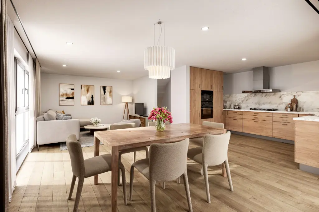 3D Visualisierung Wohnzimmer Küche