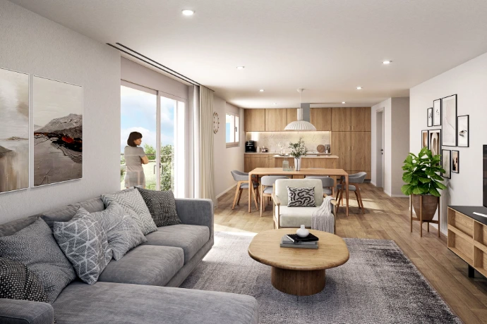 3D Visualisierung 3D Rendering Wohnzimmer Schweiz