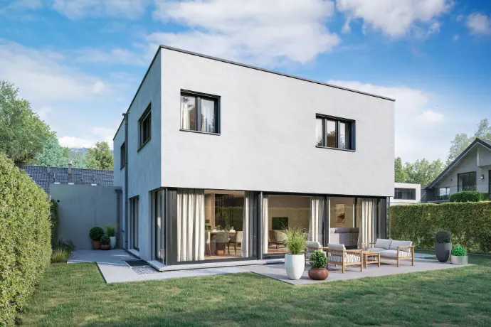 Einfamilienhaus Aussenrendering Aussenvisualisierung Visualisierung
