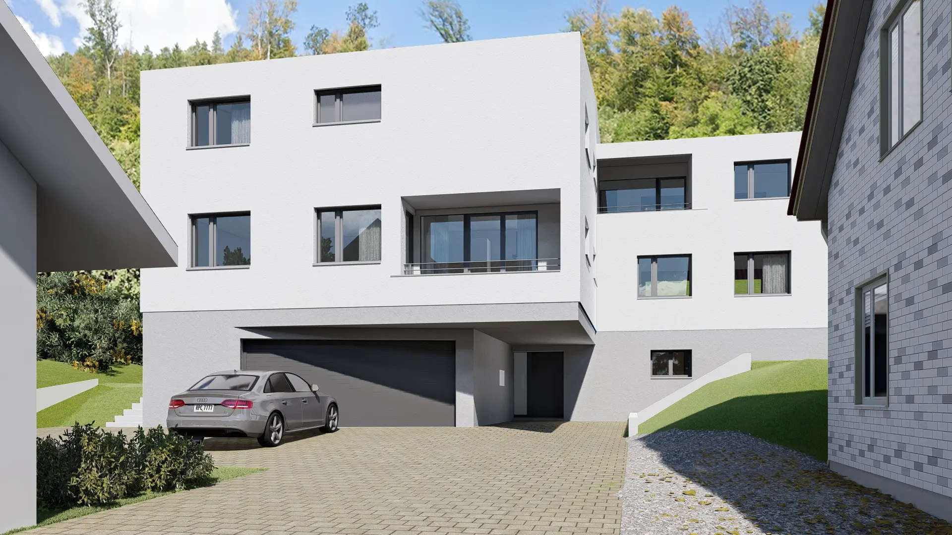 Architekt bei der Planung eines minimalistischen Gebäudes