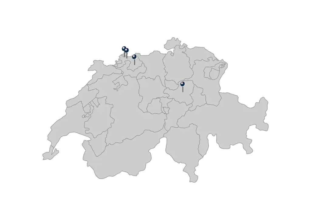 Karte Standorte meyer HAUS Schweiz - Architektur, Hausbau, 3D-Visualisierungen