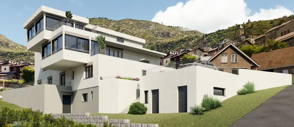 3D Visualisierung Schweiz von Haus im Wallis
