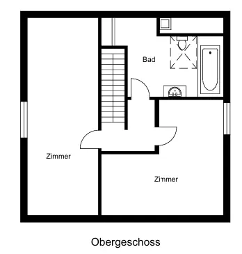 2D Grundriss Badezimmer und Zimmer für Immobilienplanung 
